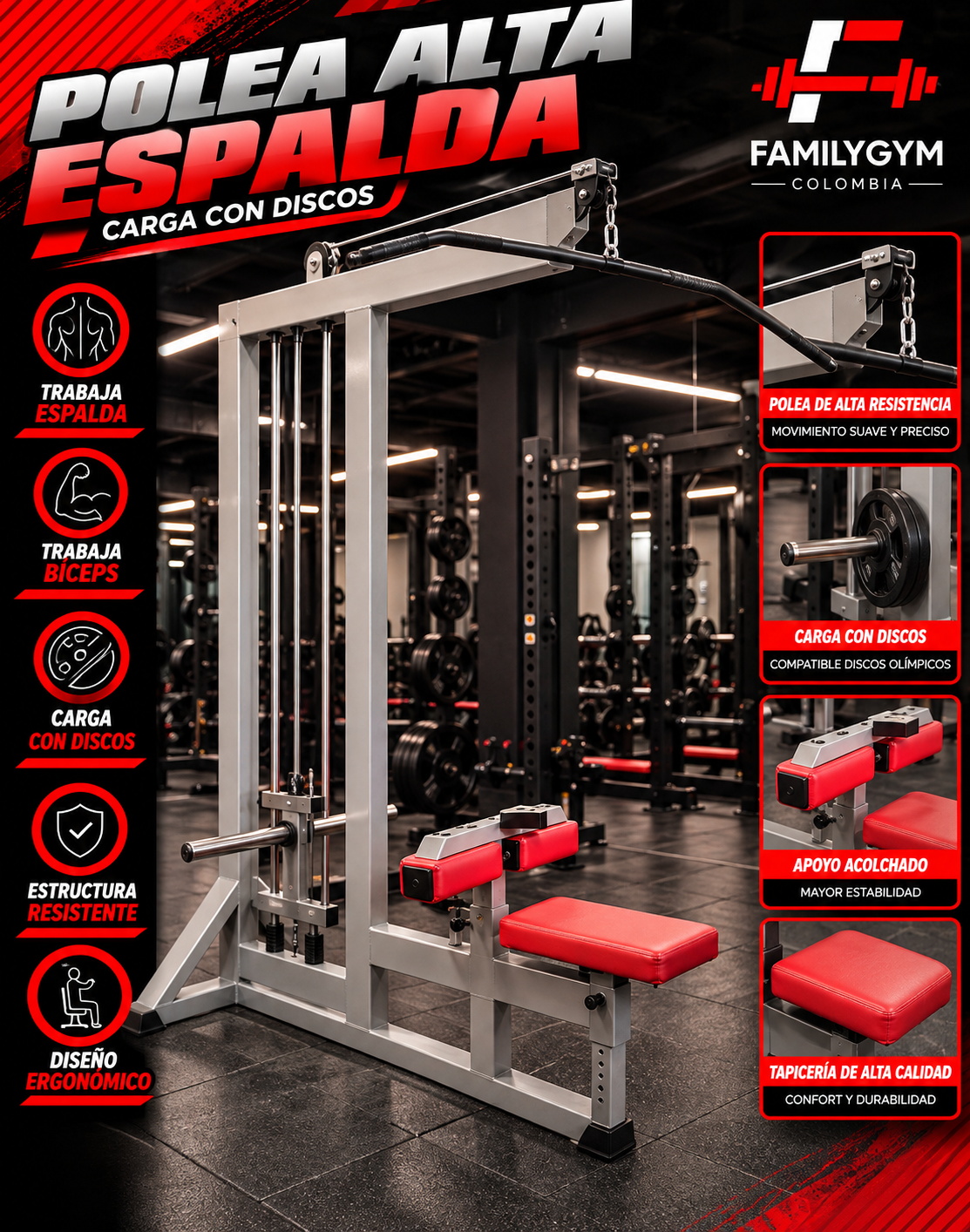 Estacion Polea Alta Espalda DISCOS