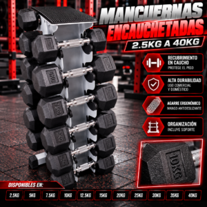 Mancuernas encauchetadas 2.5KG A 40KG